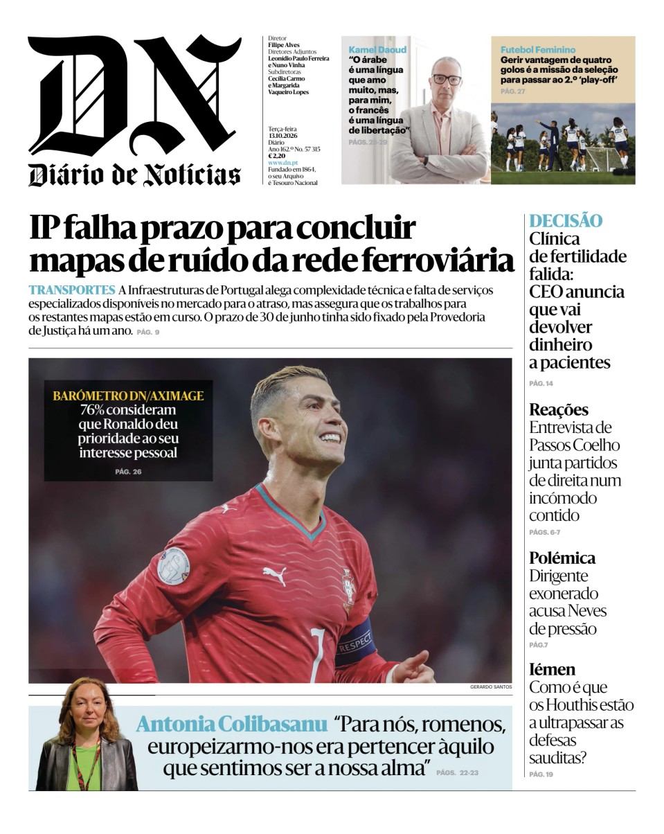 Prima-pagina-Diario de Noticias-edizione-di-oggi-20261013
